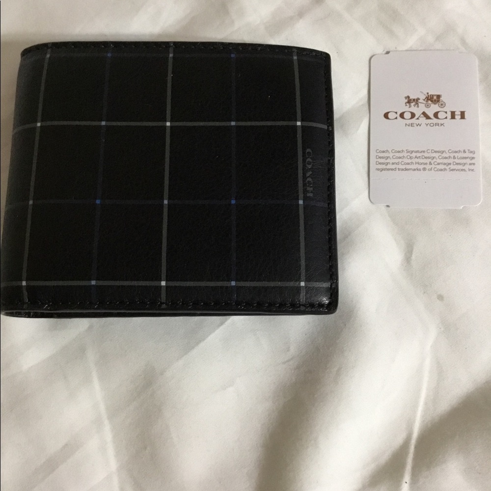 Coach plaid leather billfold